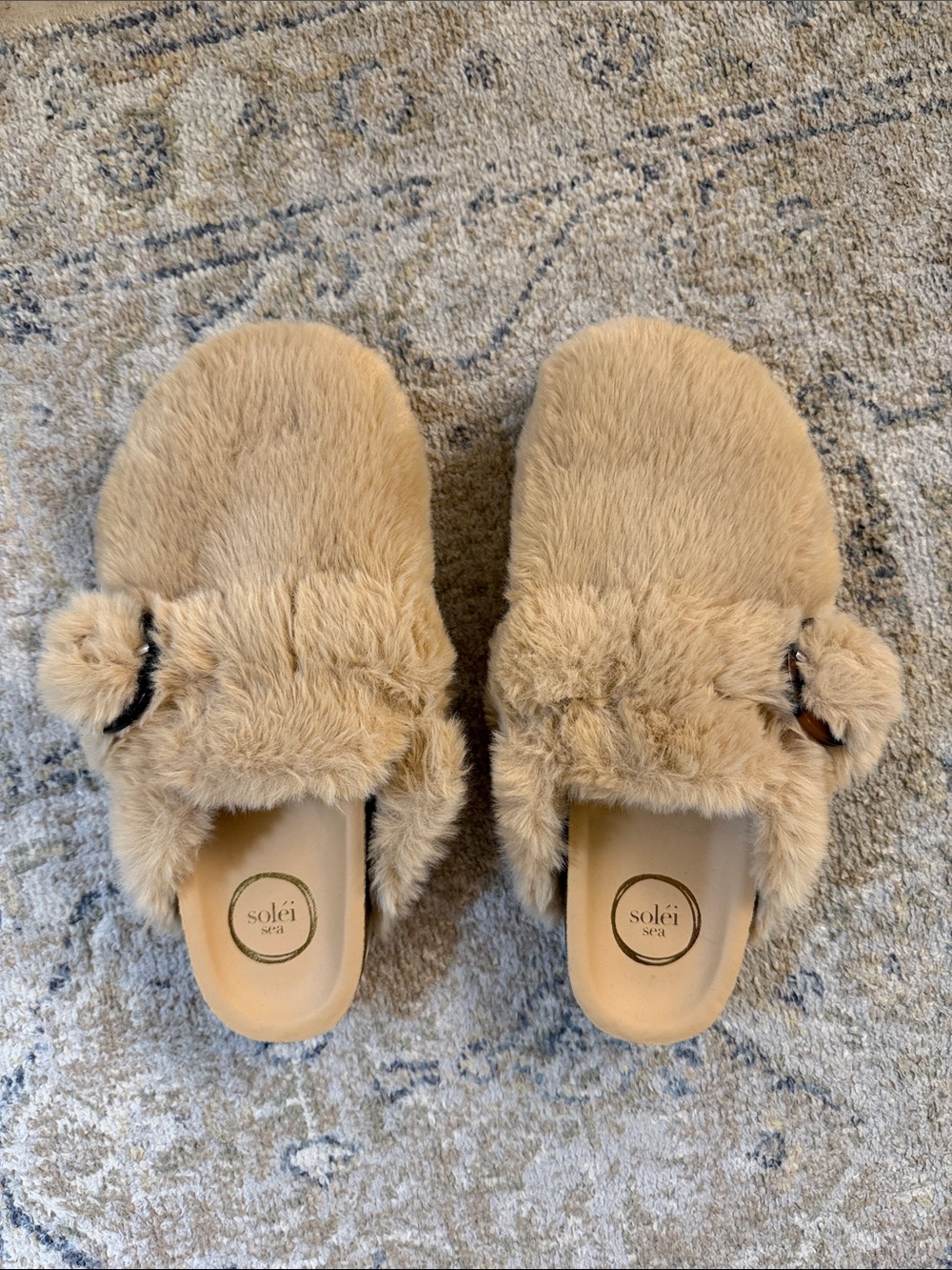 Soléi Sea Aspy Plush Slip-On Slippers in Tan